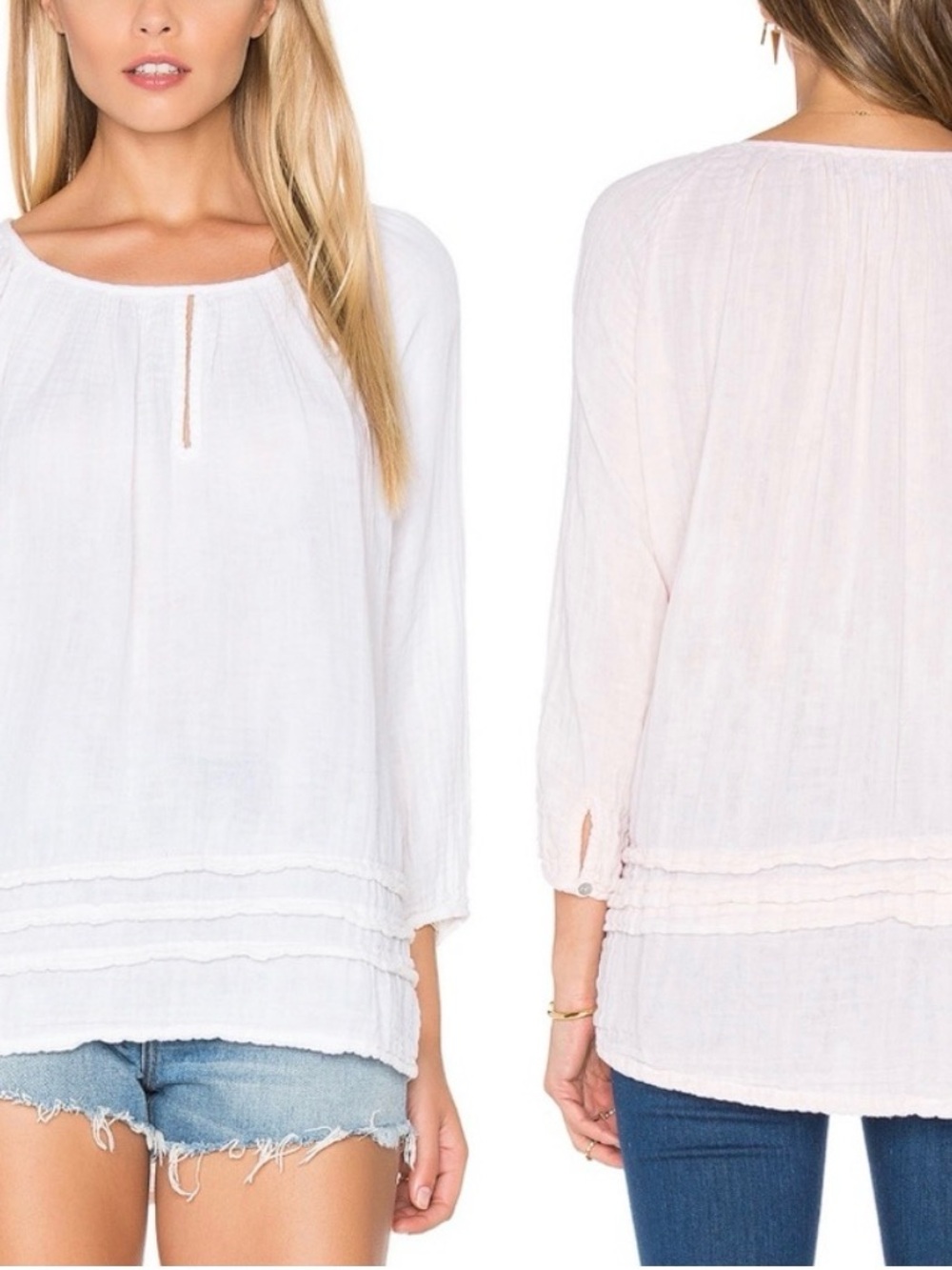 Michael Stars Double Gauze Keyhole Top pale pink